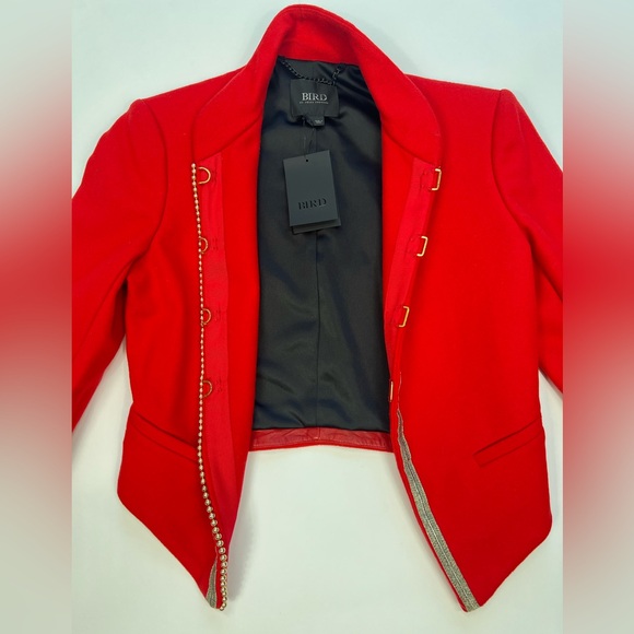 Juicy Couture Jacket Blazer Red Cropped Military Style Asymmetrical Coat Y2K Top - Picture 7 of 17